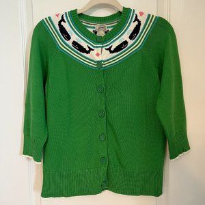 L.L. Bean Fairisle Whale Sweater Cardigan | Size Small